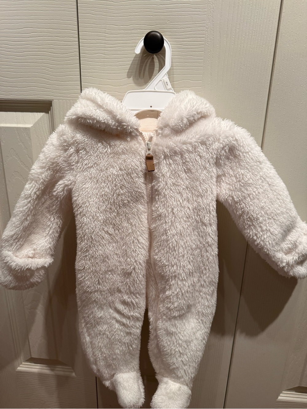 Carter's White Plush Hooded Baby Bunting